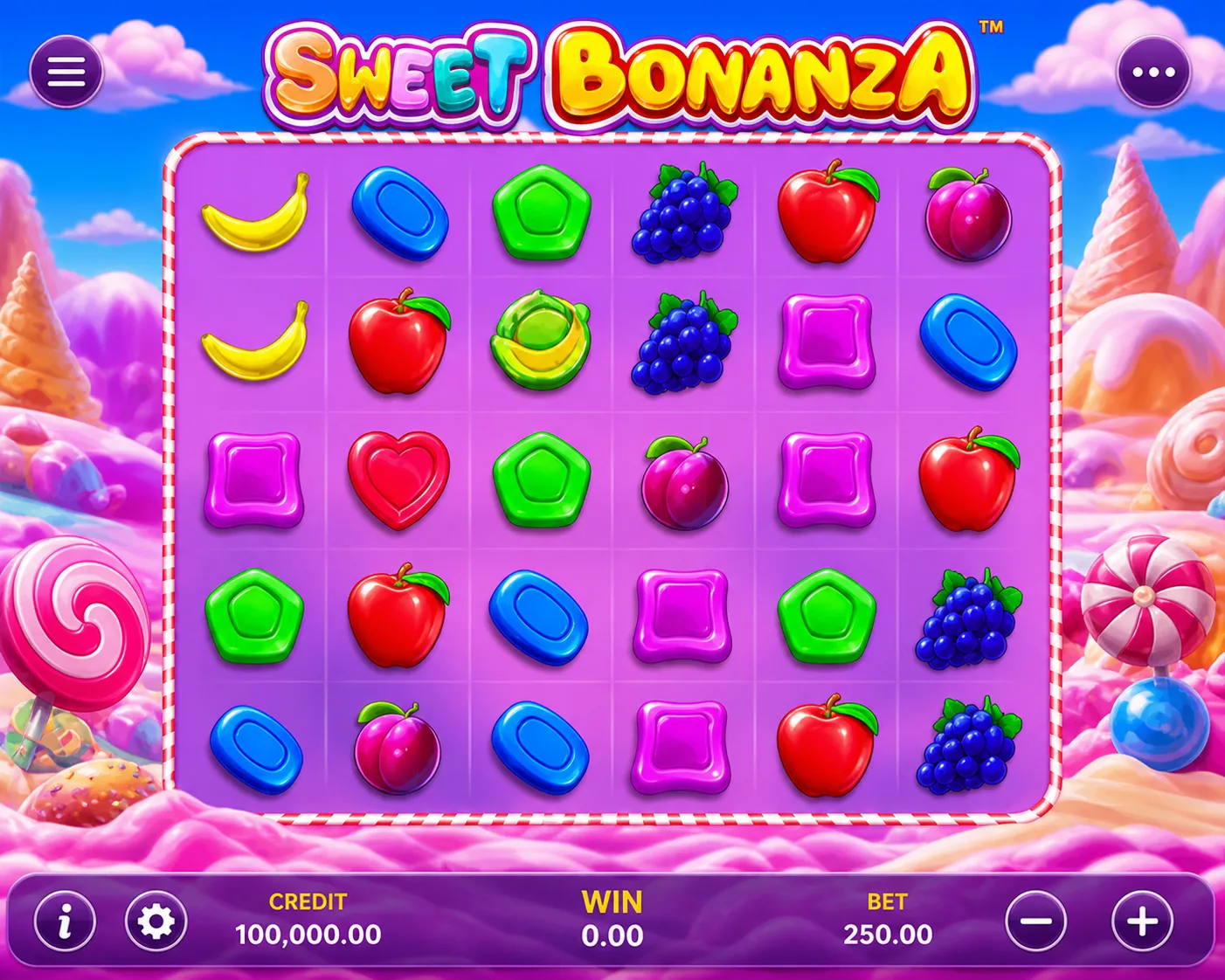 Casibom Sweet Bonanza oyun ekranı ve şeker teması